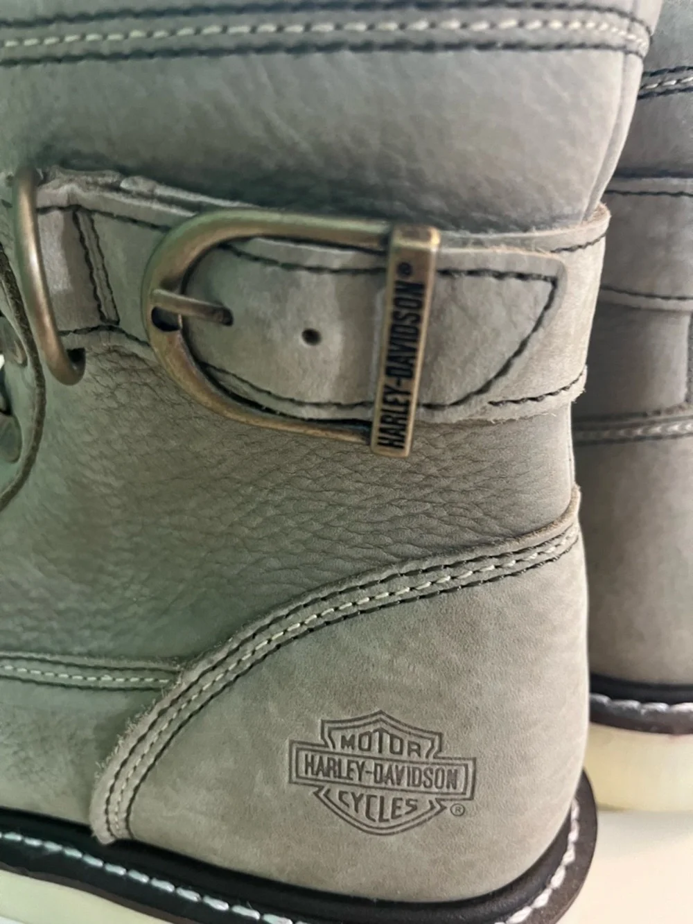 Harley-Davidson Marconi Moto Light Gray Lace-Up Motorcycle Boots NWT No Box - Picture 6 of 11